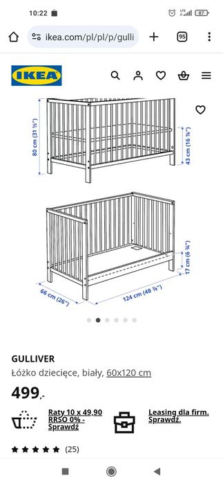 Łóżeczko ikea białe z materacem