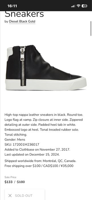 Rick Owens Diesel S-Quest High Top Opium shoes for man