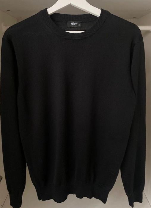 Męski klasyczny czarny sweter Made In Italy Merino wool M