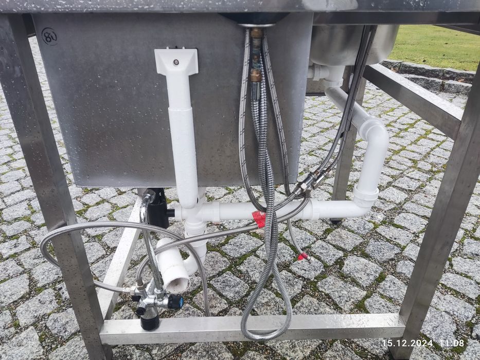 Basen z nierdzewki, zlew z umywalką, zlew dwukomorowy