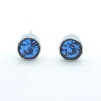 Srebrne Kolczyki niebieski kryształek 5mm - Stal chirurgiczna