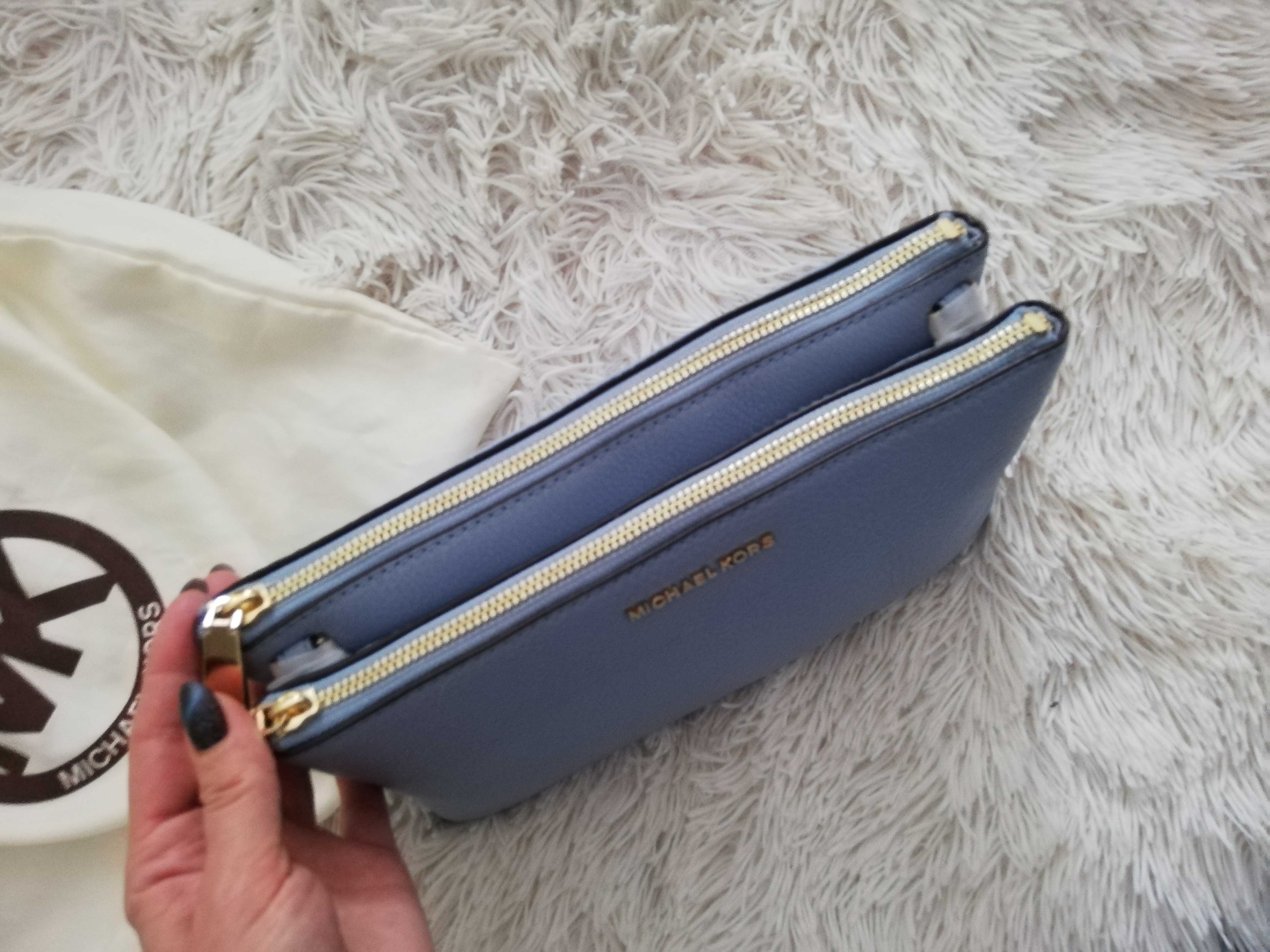 torebka Michael Kors skórzana niebieska crossbodies podwójna