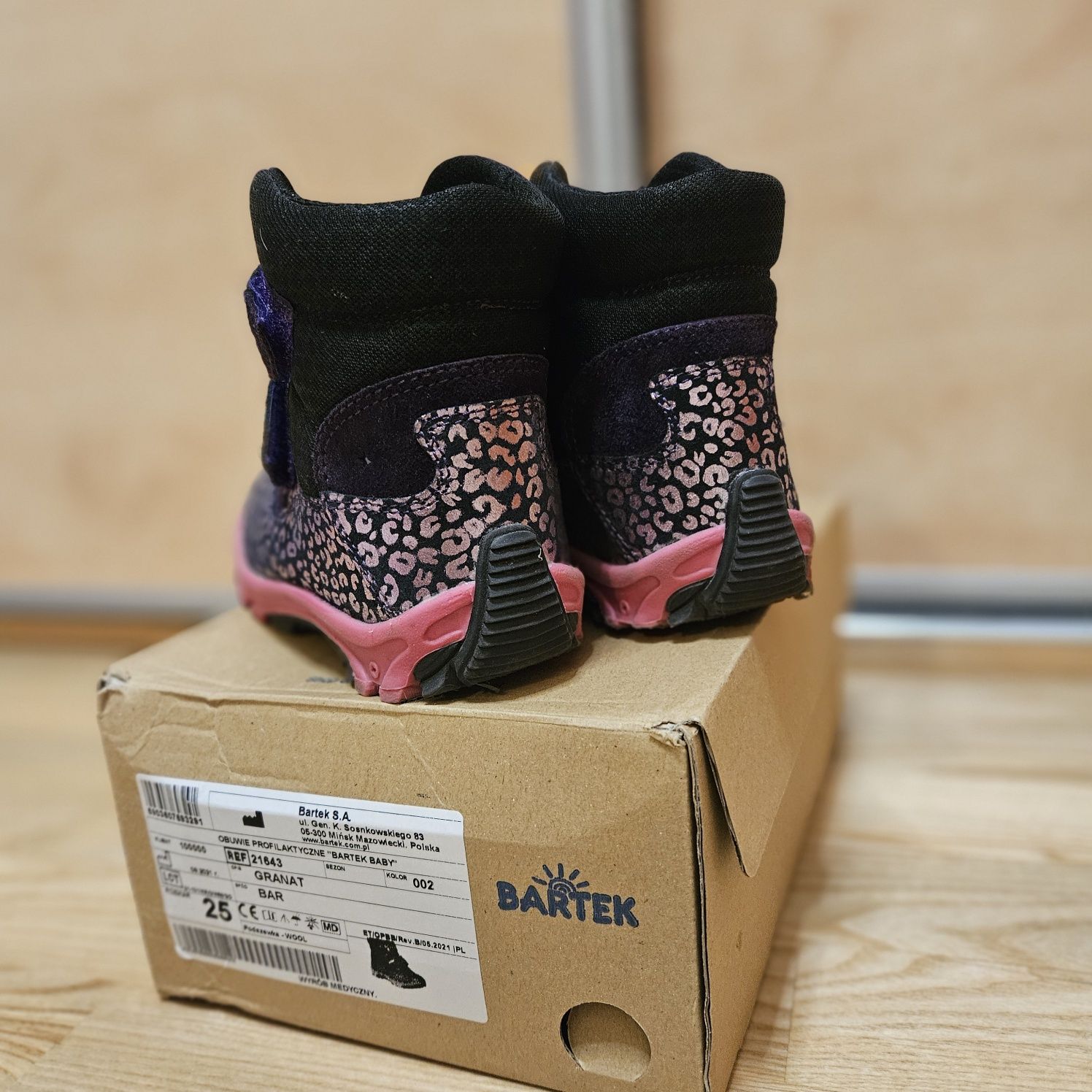 Buty Bartek rozmiar 25 zimowe róż granat zapięcie na rzep