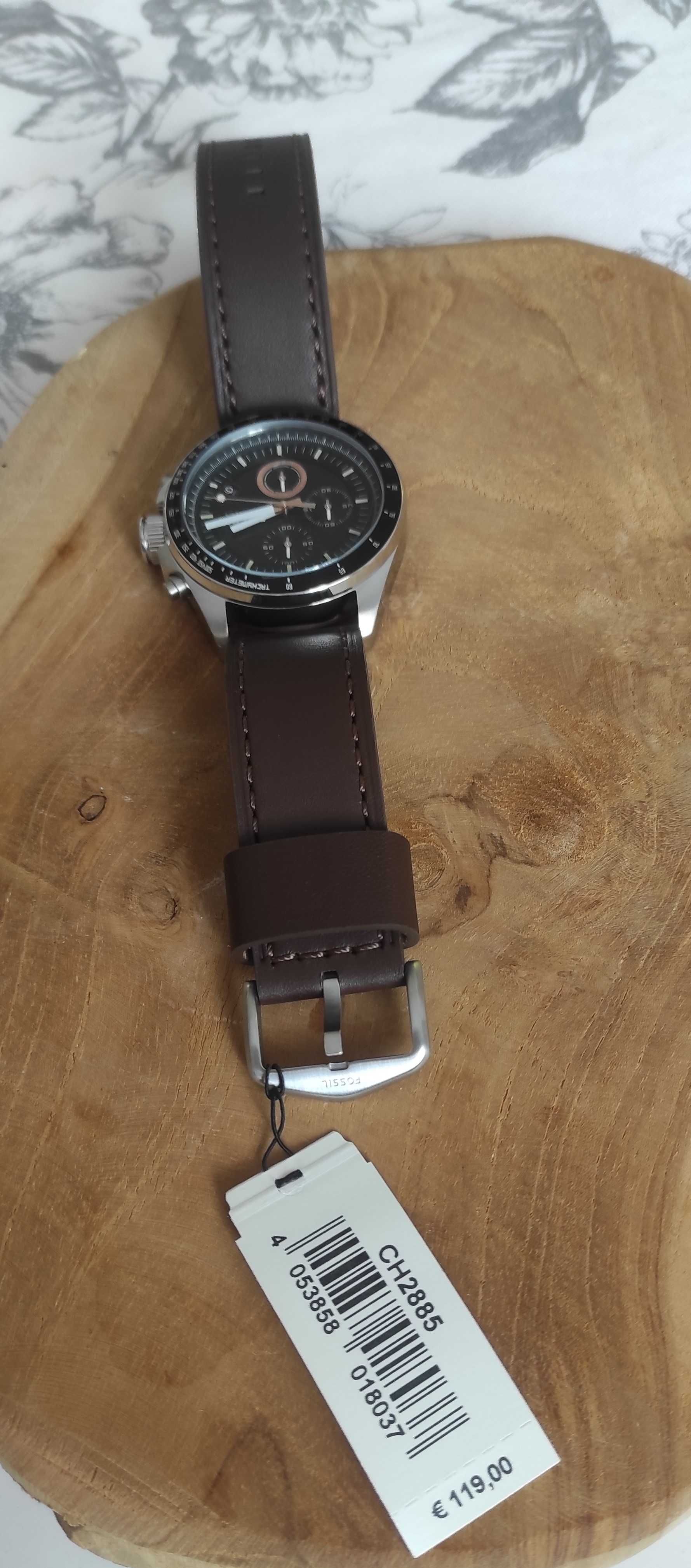 Nowy analogowy zegarek męski Fossil CH2885, 44 mm, brązowy