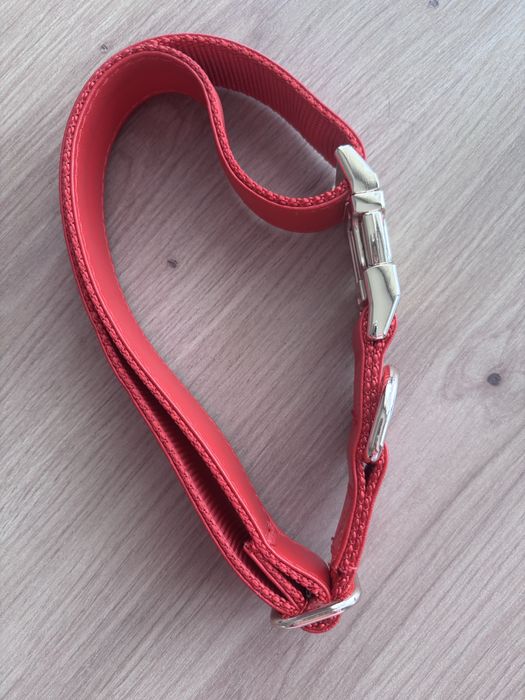 Nowa obroża czerwona dla średniego psa