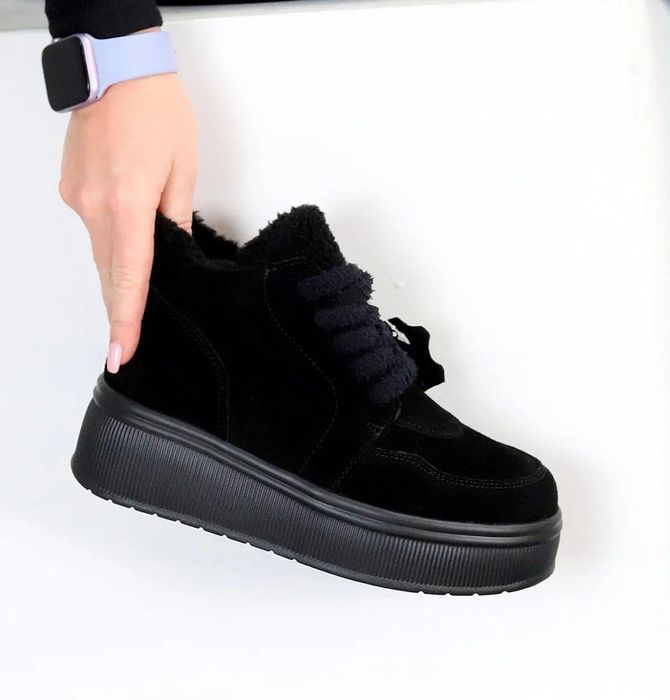 Жіночі зимові черевики Тедді натуральна замша