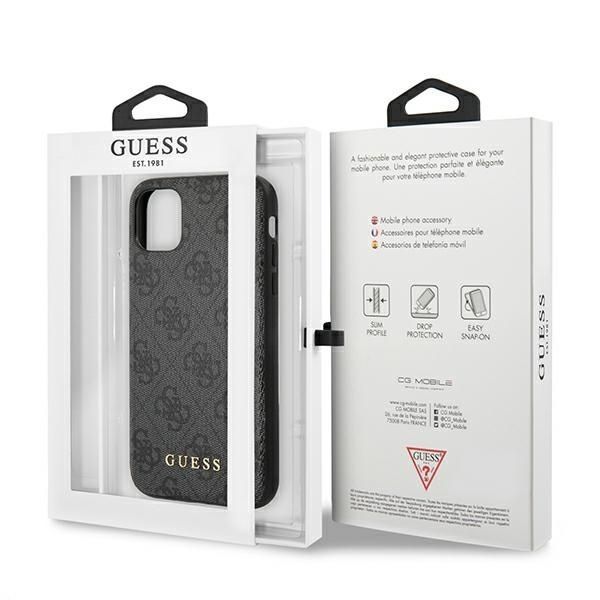 Etui Guess 4G Metal Gold Logo dla iPhone 11 / XR 6,1" - Szary/Grey