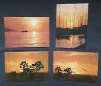 Conjunto de 8 bilhetes postais com Pôr do Sol, anos 80