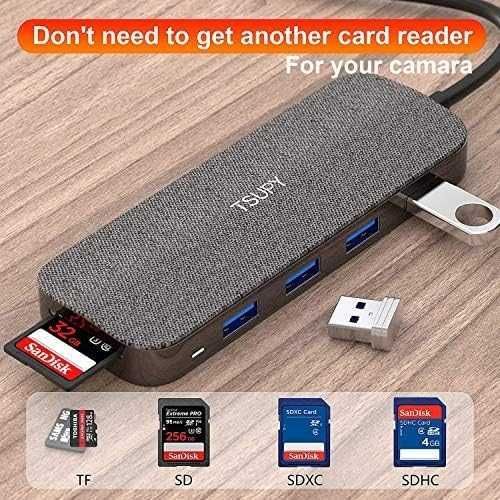 TSUPY Hub USB C owinięty tkaniną 10 w 1 typ C Dongle