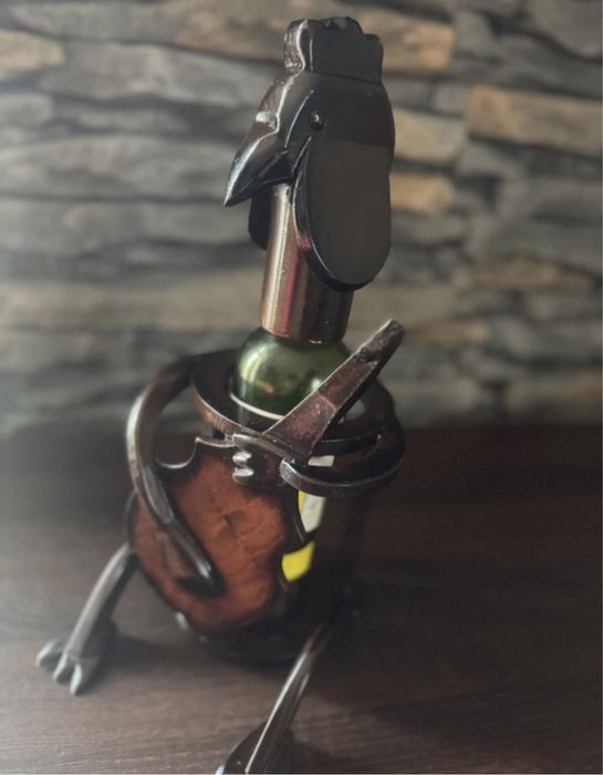 Drewniany mini bar stojak na butelki wina-kieliszki 48tknd