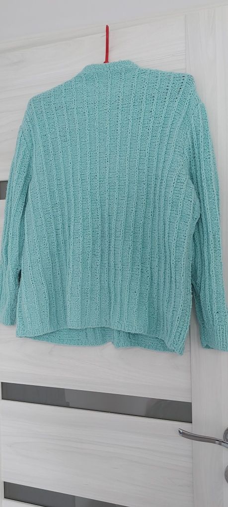 Sweter sweterek niebieski turkus rozpinany L  XL vintage retro