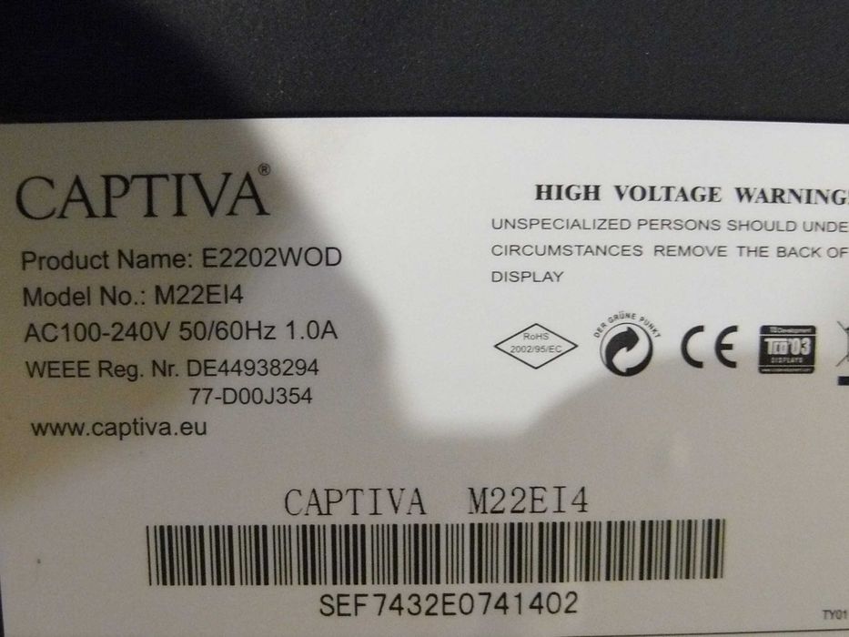 Monitor telewizor 22 cale Cap ti va z głośnikaMi