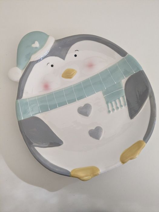 Talerz świąteczny patera na ciasto Pingwin Home&You 24x28 cm