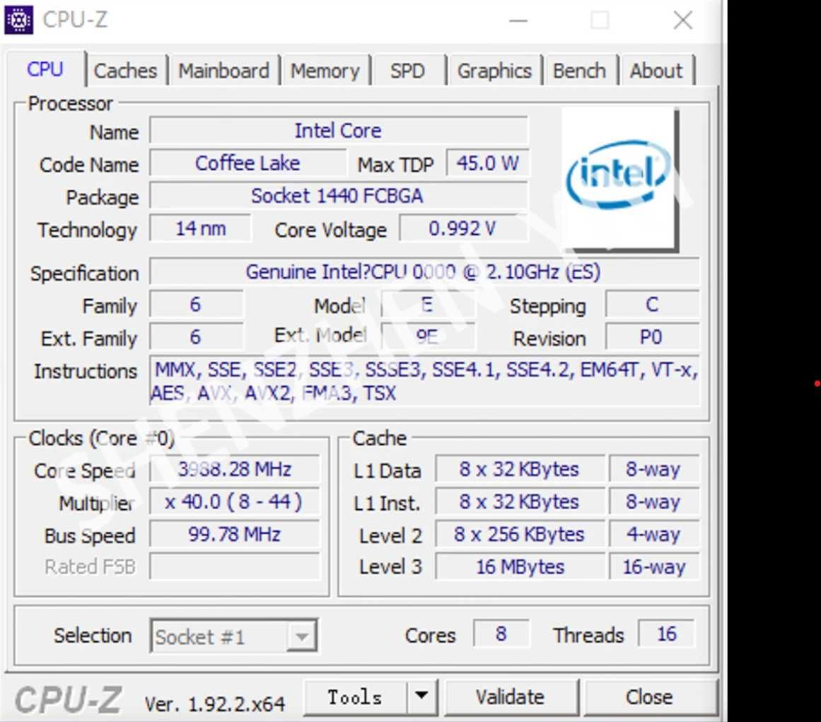 Procesor Intel QQLS (i9 9980HK ES) 8c/16t 9gen LGA 1151 MOD CoffeLake