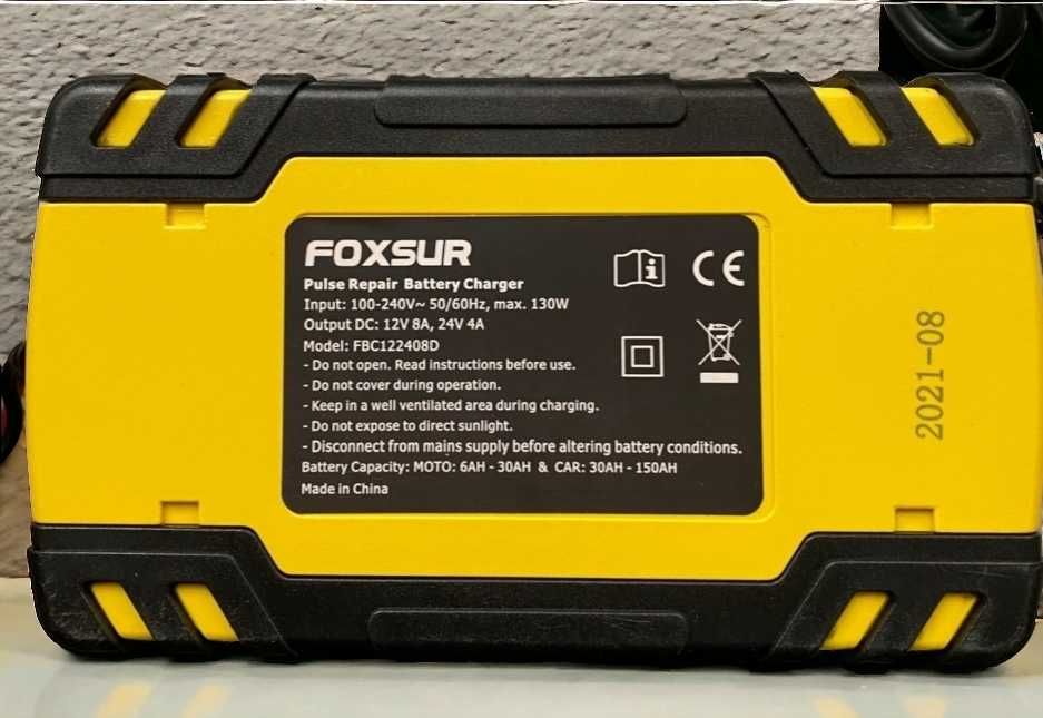 Зарядное устройство foxsur 122408d для акб 24в - 4а 8а - 12в фоксур