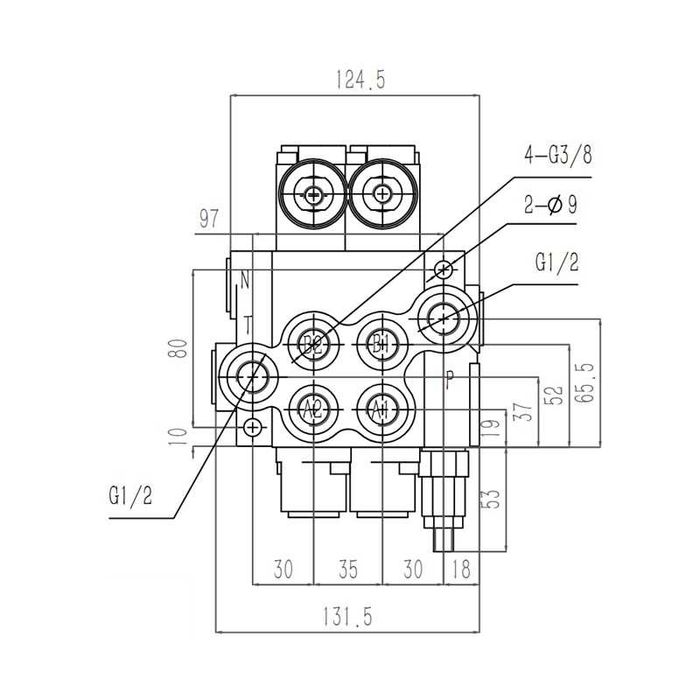 Rozdzielacz hydrauliczny 2 sekcyjny 40L z jedną sekcją z zatrzaskiem