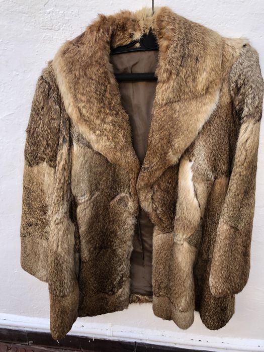 Casaco de peles castanho malhado L