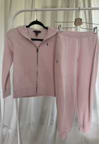 Różowy dres polo ralph lauren spodnie + bluza