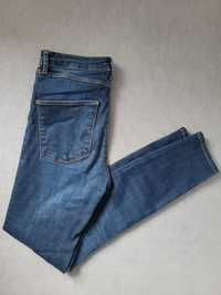 Granatowe jeansy wysoki stan skinny, rurki Zara 36