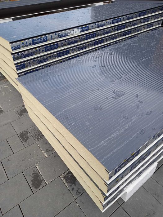 Płyta Warstwowa ściana kontener PIR 10cm pianka antracyt gładka biała