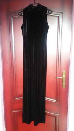 Elegancka czarna zamszowa sukienka - jak nowa - Polecam!