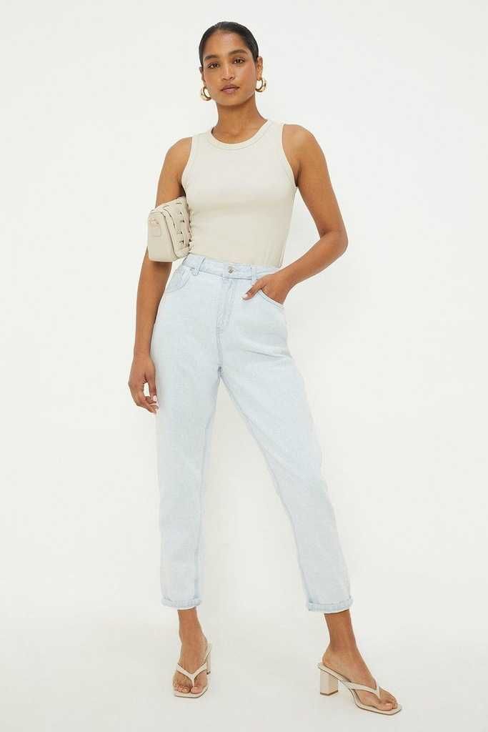 Dorothy Perkins Mom Jeans dżinsy jasne 100% bawełna 40 L nowe z metka