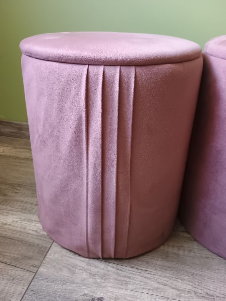 3x Pufa brudny róż