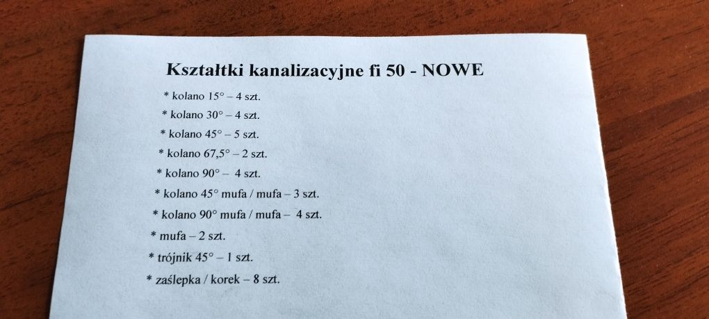 Kształtki kanalizacyjne fi 50, fi 75, fi 110 - NOWE