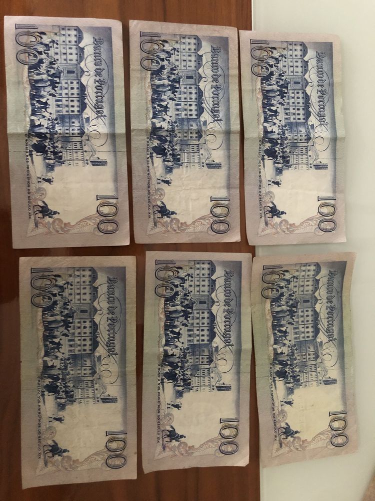 Lote de 6 notas de 100 escudos Barbosa du Bocage