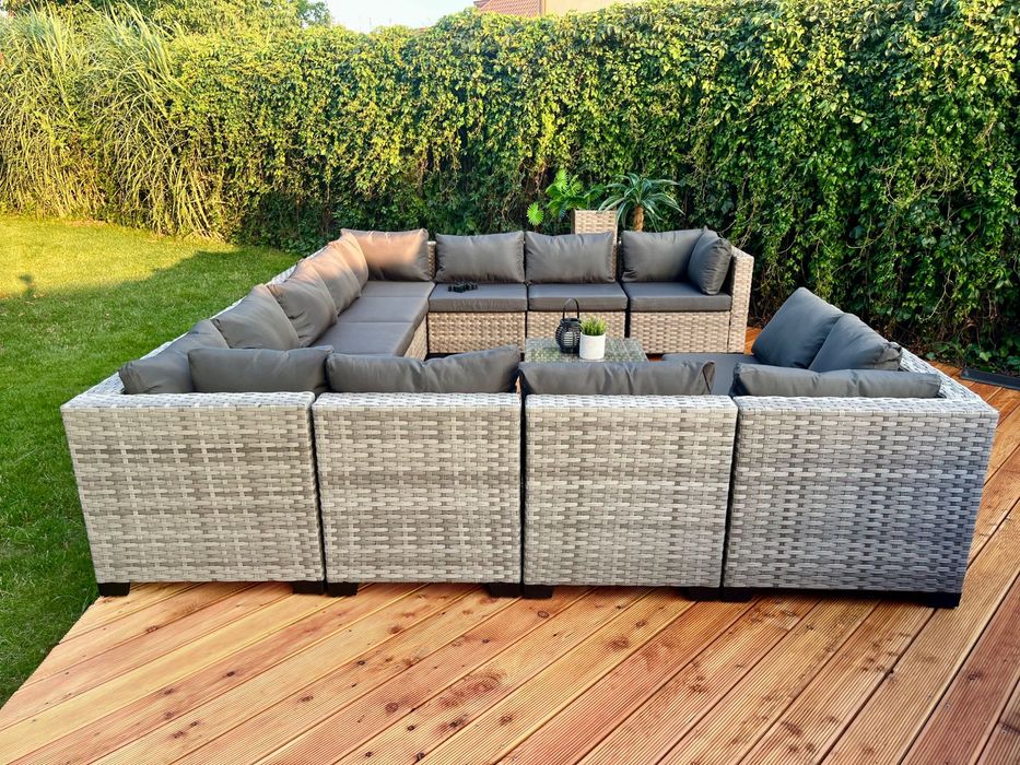 zestaw Palermo XXL technorattan wielki narożnik sofa pufa 2 kolory