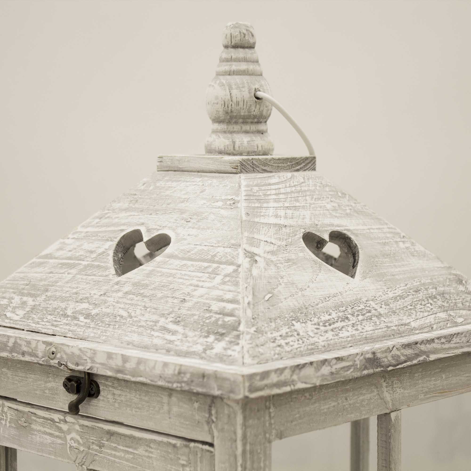 Latarnia Szary Duży Lampion Drewniany Komplet 2 Sztuki 76/44 cm 108678