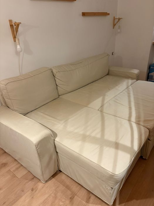 sofá-cama com arrumação e chaise longe ikea