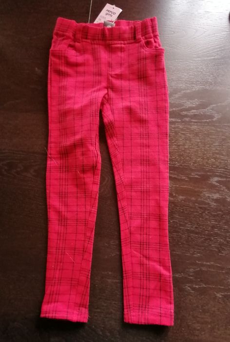 NOWE czerwone Tregginsy dla dziewczynki 110 - 116 grubsze legginsy