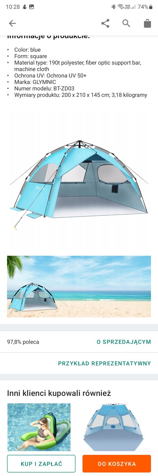Namiot plażowy Glymnis BT-ZD03