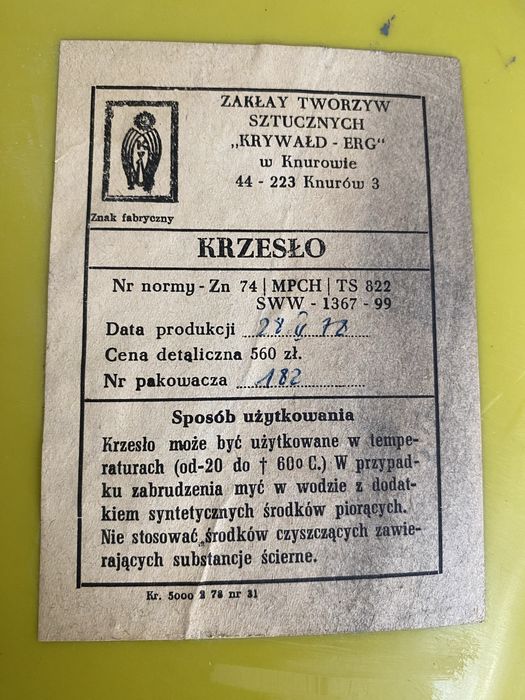 Krzesła  Cantilever 290, polska wersja produkowana w Knurowie