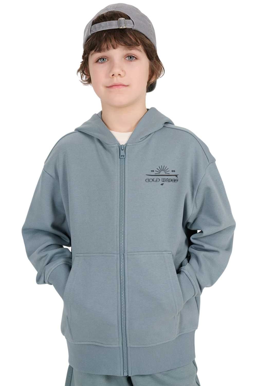 Bluza dresowa sportowa rozpinana kaptur chłopięca 4F: różne rozmiary