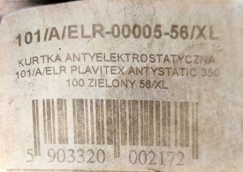 Kurtka wodoochronna antystatyczna PROS 101/A zielona - NOWA -