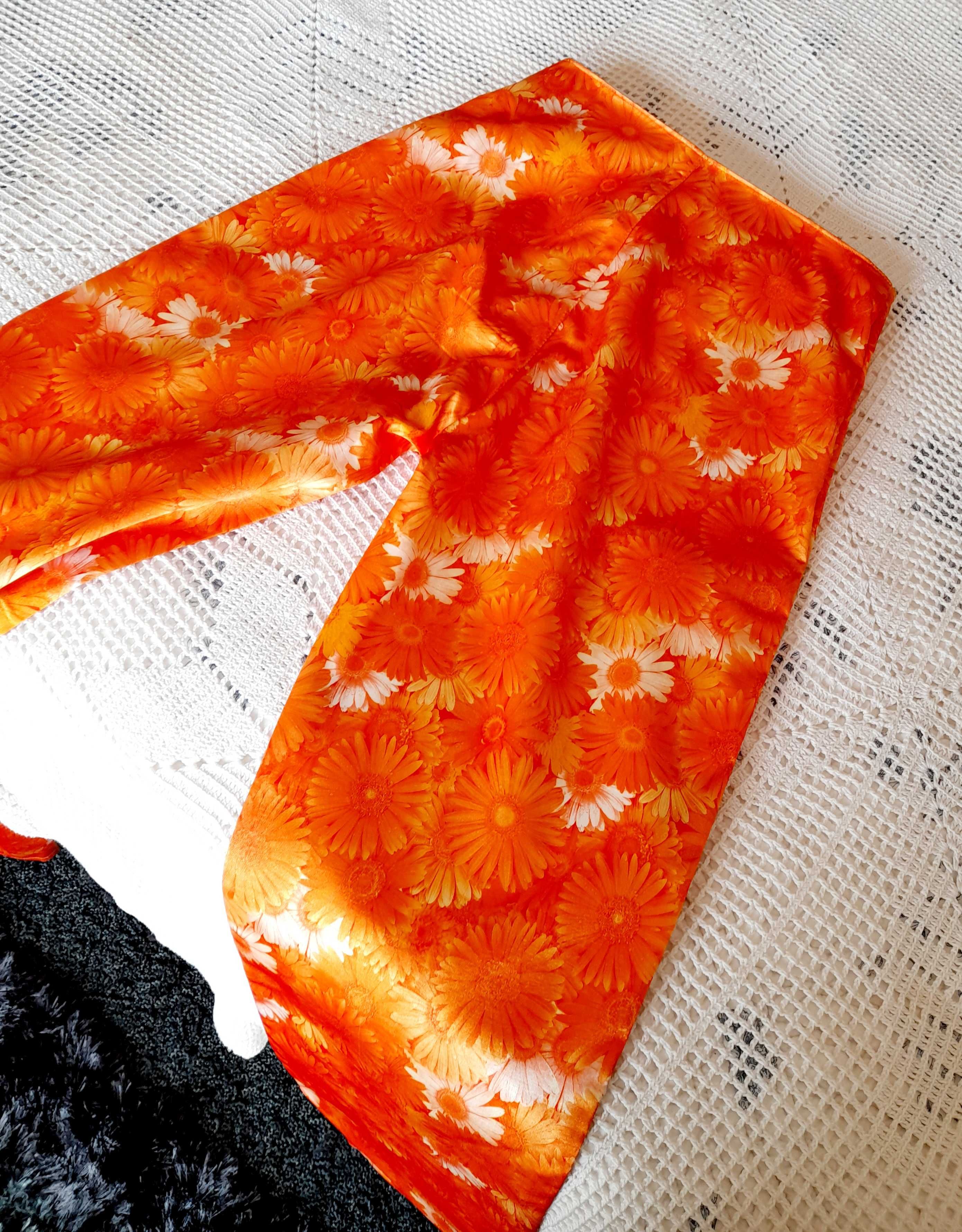 Calças cor de laranja com motivos florais, Tark '1, S