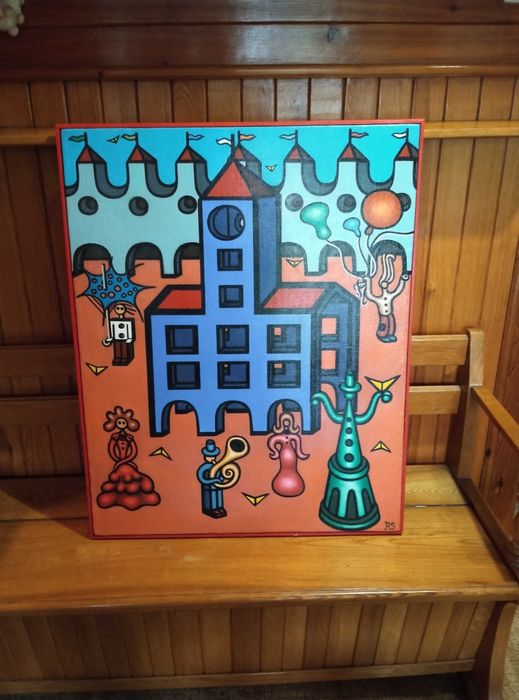 Obraz akrylowy ręcznie malowany na płótnie, oryginał ''Rynek ''