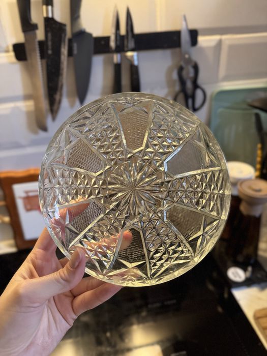 Szklane talerzyki deserowe PRL vintage -zestaw 9 szt.