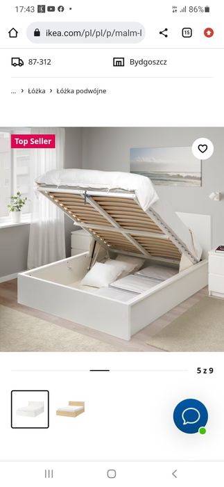 Łóżko białe z pojemnikiem 140/200 Ikea seria Malm