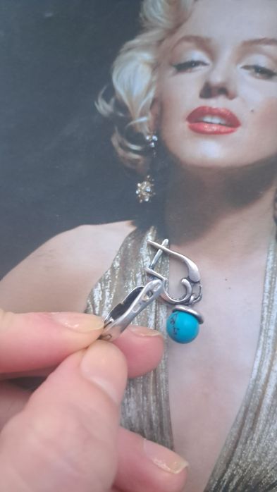 Сережки Беретки срібні бірюза