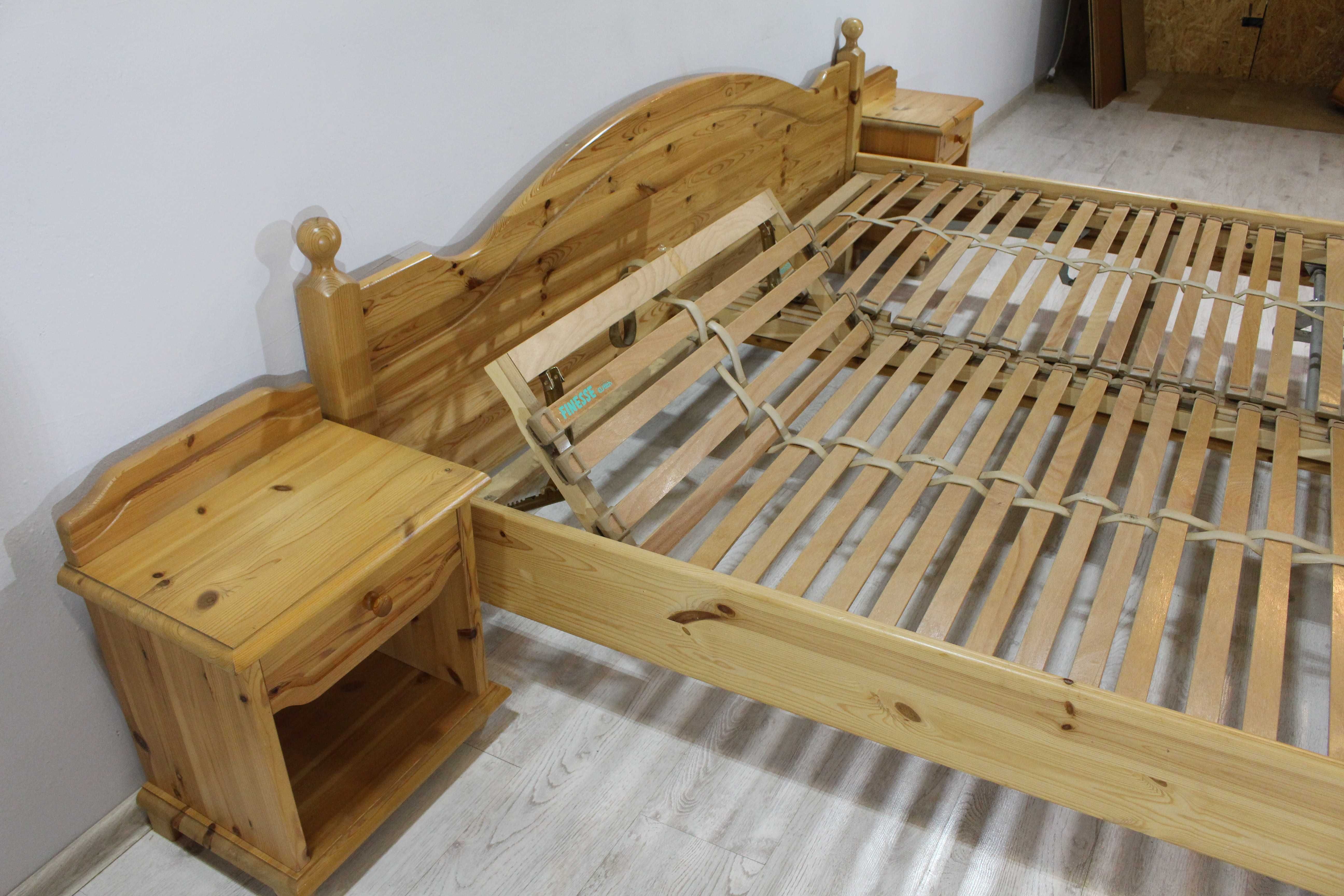 łóżko łoże sosnowe 200/200 szafki nocne 10 r