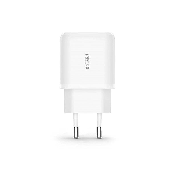 Ładowarka Tech-Protect C20W sieciowa USB-C PD 20W / USB-A QC 3.0 - bia