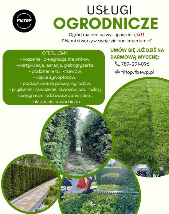 Usługi Ogrodnicze. Aeracja, Wycinka drzew, Odkomarzanie ogrodu