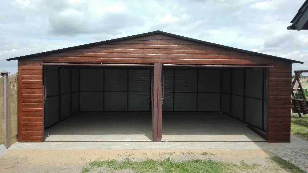 Garaże blaszane, garaż 7x6 drewnopodobny, ciemny orzech, 4x6,3x5, 6x5,