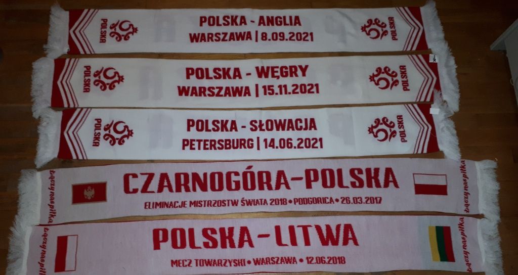 Zestaw 5x oficjalny szalik meczowy PZPN - reprezentacja, Polska