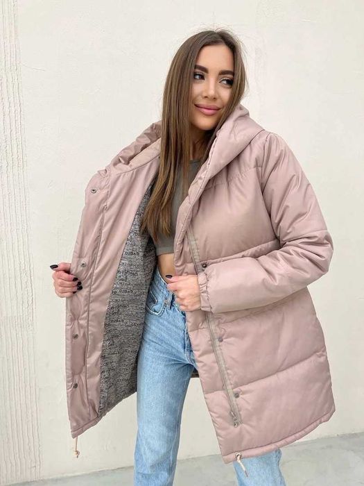 Теплая зимняя куртка пуховик зефирка есть 4 цвета + Подарок)