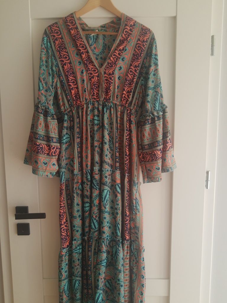 Sukienka boho jedwab