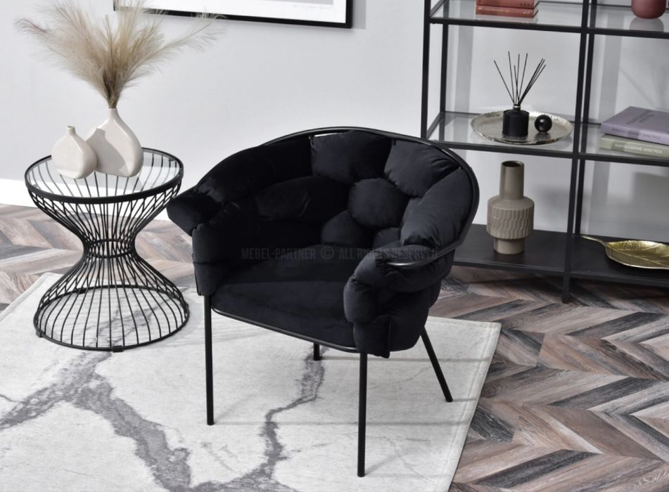 Fotel welurowy ekskluzywny pilo czarny
